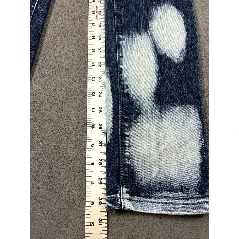 Vanilla Star Jeans Womens 3 Blue Denim Paint Splatter Skinny Leg Boho Streetwear